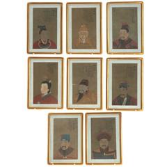 Eight Antique Chinese Ancestral Portraits, circa 1900