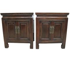 Antique Pair of 19th Century Chinese Money Chests with Moulding Edge Waist