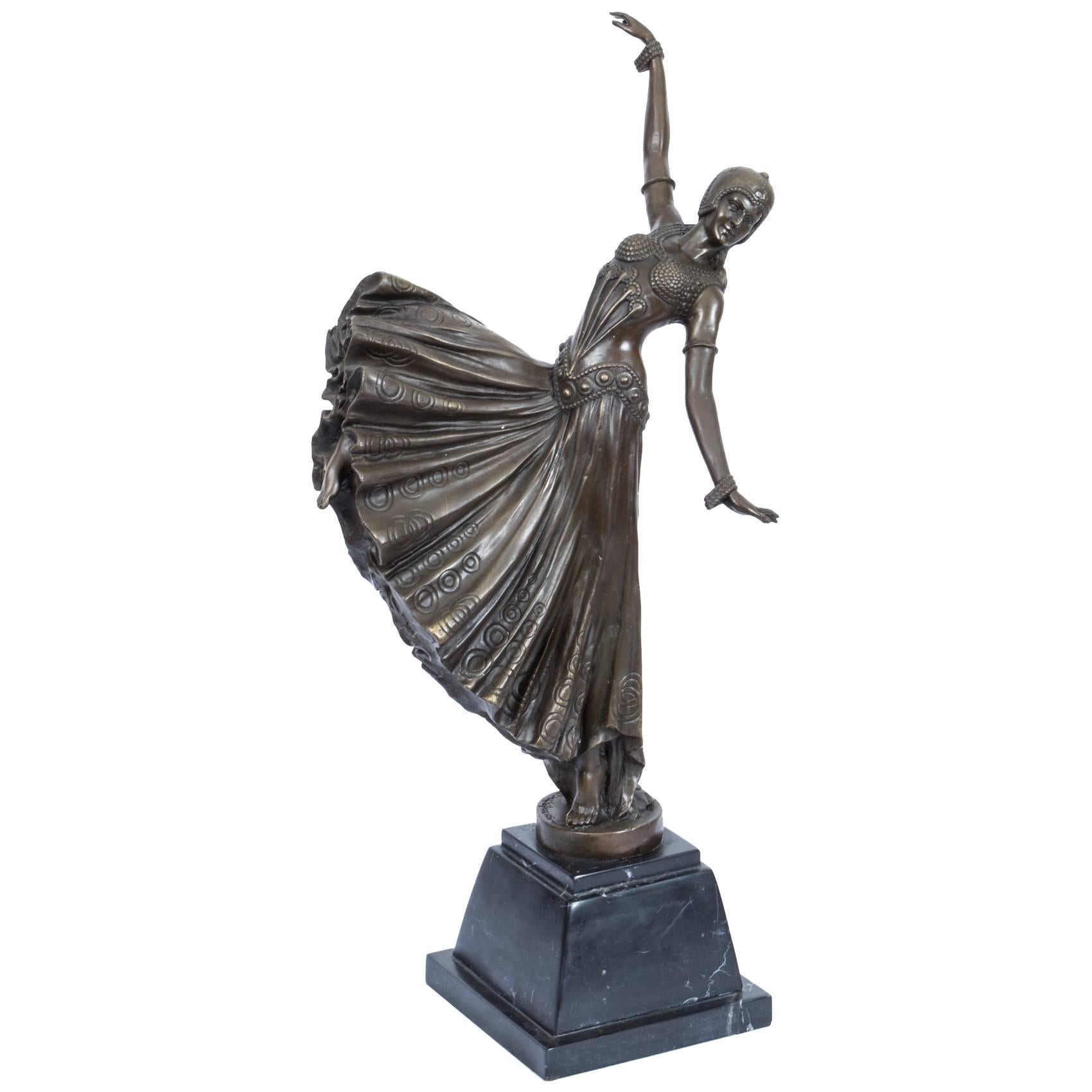 Art Deco Style Bronze Dancing Lady after Chiparus