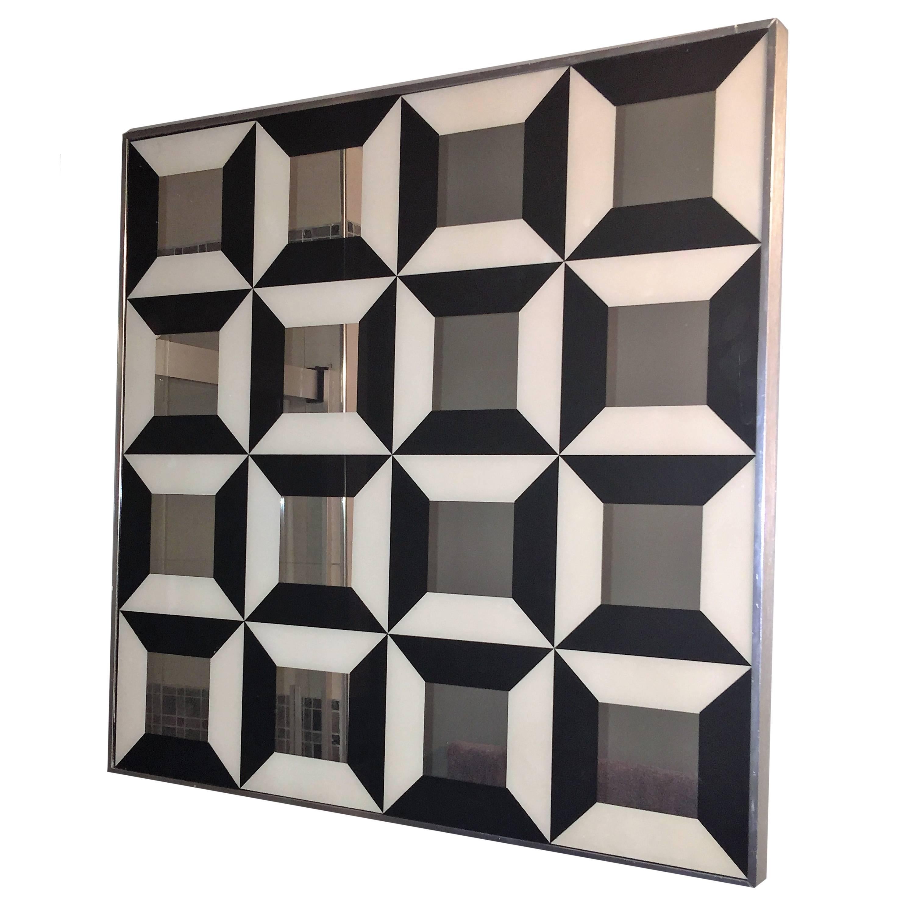 Great Verner Panton Black and White Optical Mirror For Sale