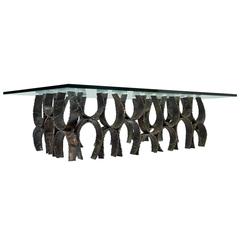 One of a Kind Paul Evans Reversed Loop Coffee Table Signed, circa 1968 6