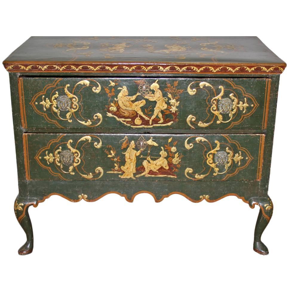 18th Century Italian Lowboy Chinoiserie Polychrome Commode For Sale