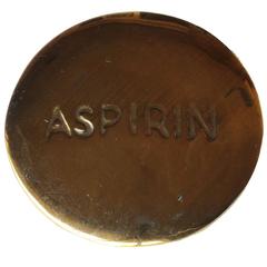 Vintage Modernist Heavy Copper 'Aspirin' Pill Shaped Paperweight
