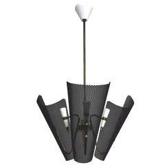 Mid-Century Chandelier with Perforated Metal Diffusers