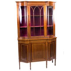 Antique Edwardian Serpentine Inlaid Display Cabinet, circa 1900 12
