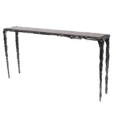 One-of-a-Kind Forged Iron Console with Marble Top by Atelier Stefan Leo
