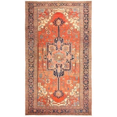 Large Rust Antique Persian Heriz Serapi Rug. Size: 11 ft x 18 ft 10 in 