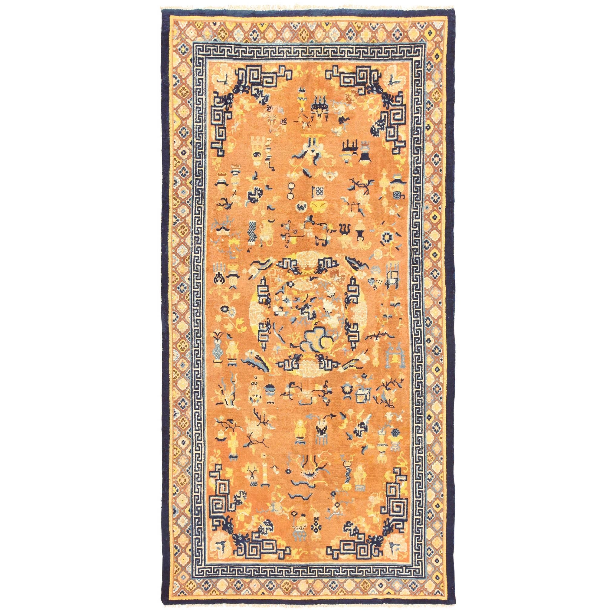 Tapis Ningxia chinois ancien. Taille : 6 pieds 2 po. x 12 pieds