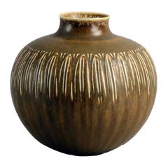 Stoneware Vase with Brown Glaze by Gerd Bogelund for Royal Copenhagen, 1960s 12