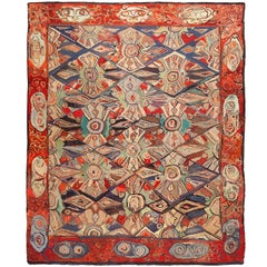Breathtaking Antique Hooked Rug. Size: 8 ft 4 in x 10 ft 6 in (2.54 m x 3.2 m)