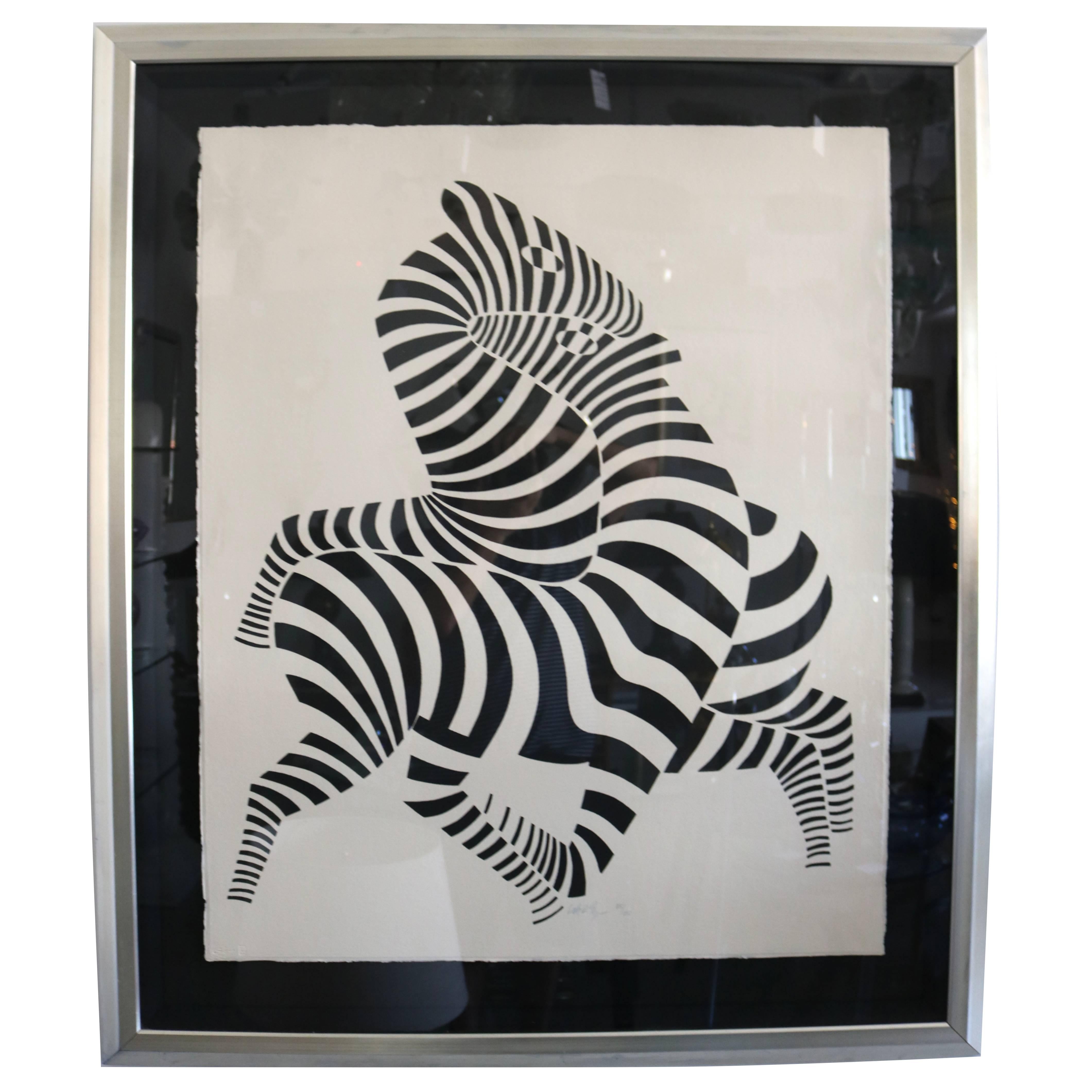 Victor Vasarely:: "Duo Zebra":: Signiert:: Gusspapier:: Limitierte Auflage 45/150