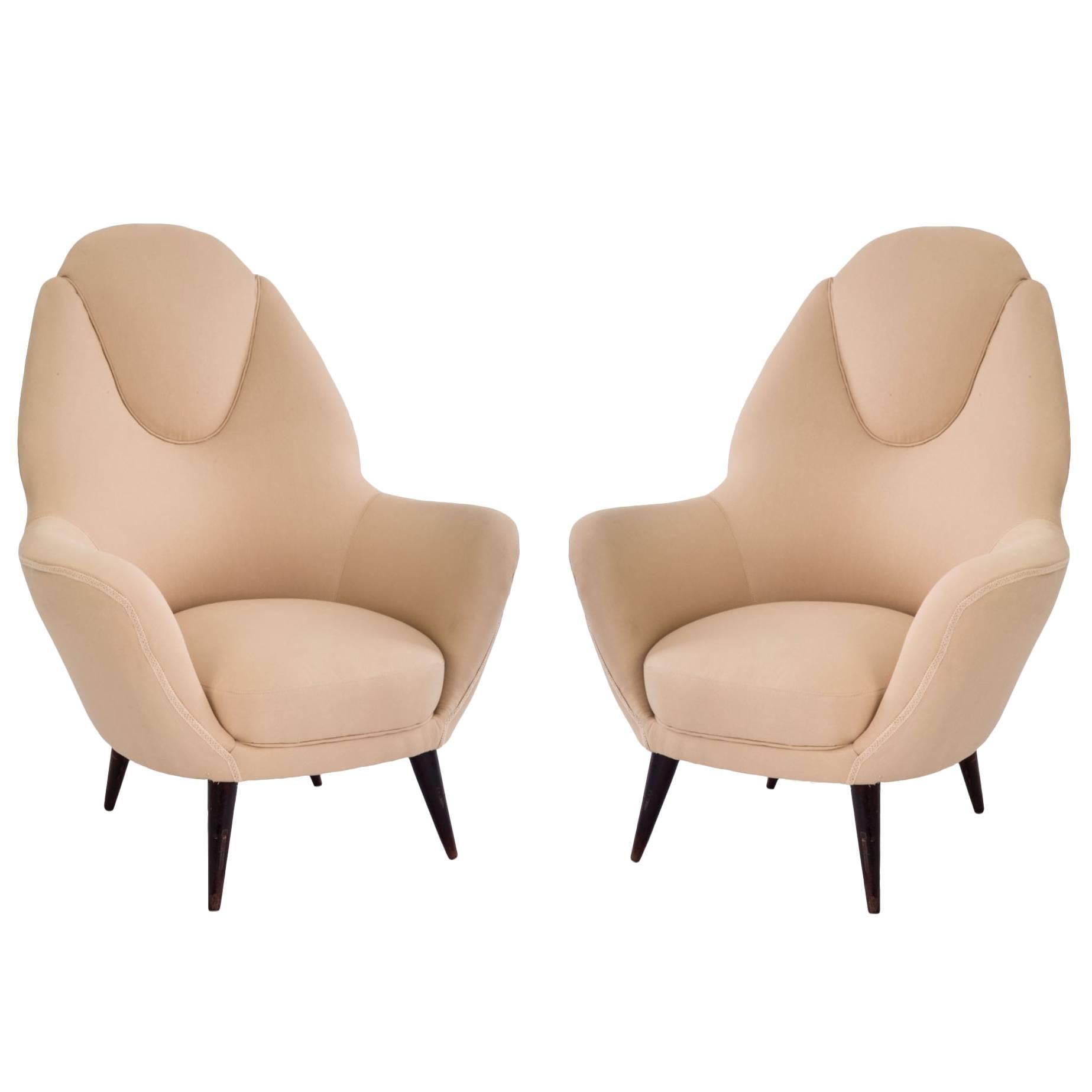 Elegant Pair of Armchairs by Cesare Lacca, 1950s