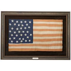 Antique 35-Star "Civil War Era" Handmade American Flag, circa 1863-1864