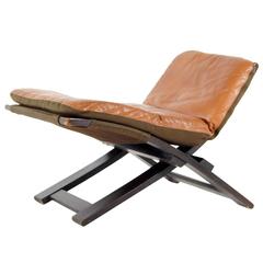 Vintage Swedish Ake Fribytter Leather Foot Stool Ottoman, Swedish, 1970s