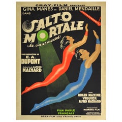 Original Vintage Art Deco Zirkus Filmplakat Salto Mortale Trapez Fatal Leap