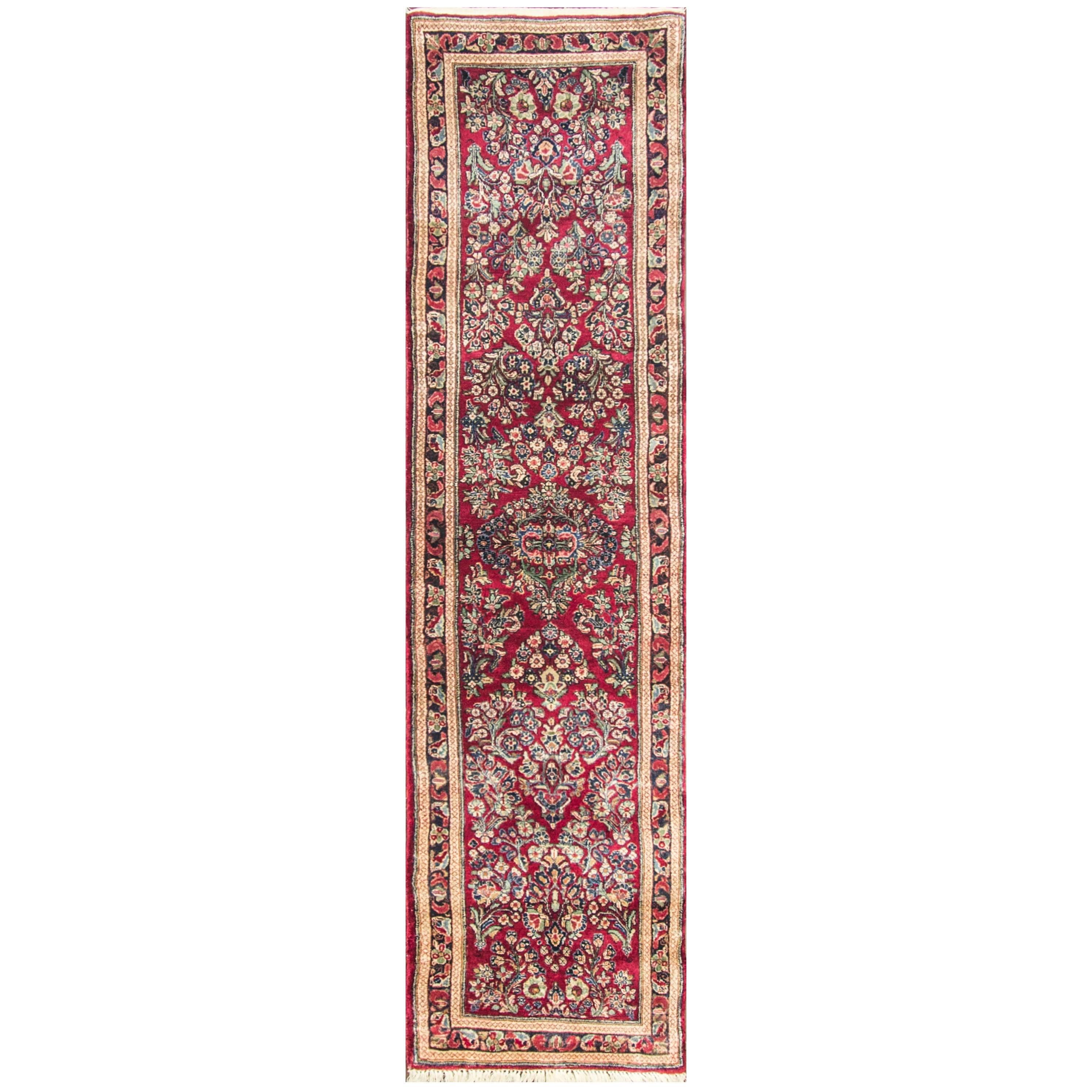 Tapis de couloir persan ancien Sarouk 