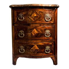 Stunning Small Italian Kingwood Marble-Top Commode, Mid-18th Century