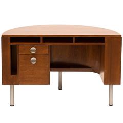 Art Deco Demilune Desk by Gilbert Rohde in Walnut, 1942