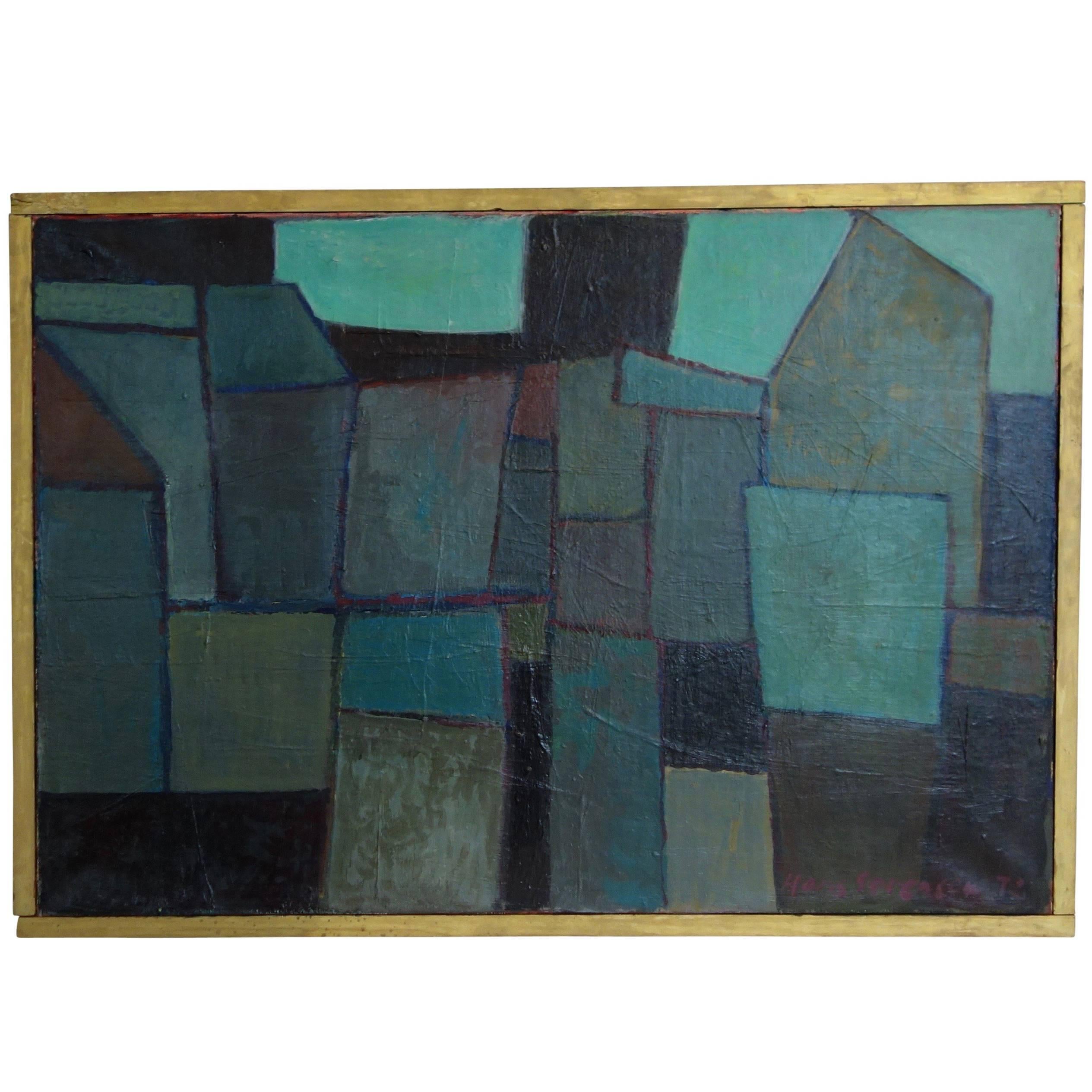 Modern Abstract Cubist Oil on Canvas