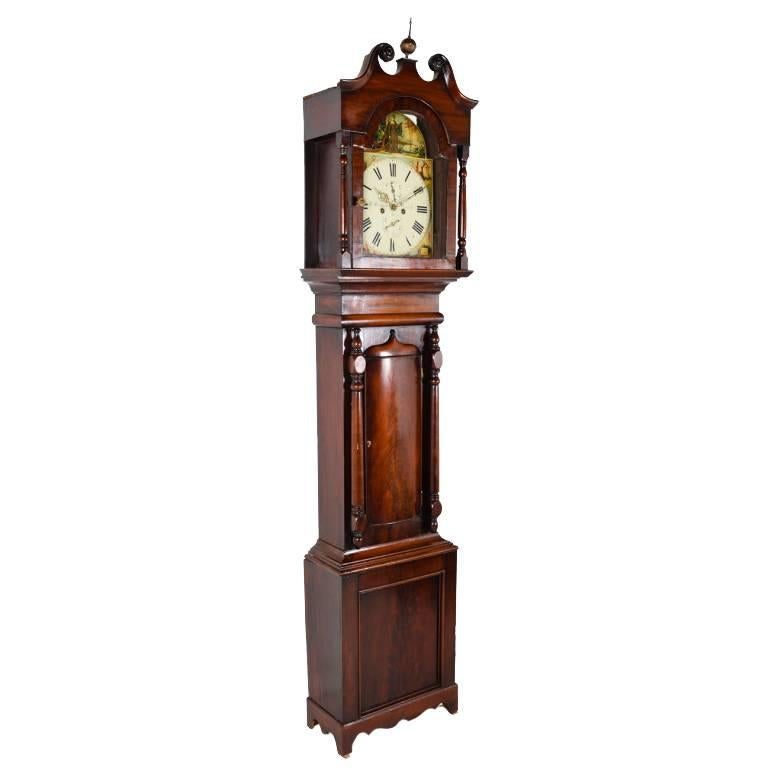 English Mahogany Grandfather Clock Dated 1850