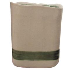 Mid-Century Off-White and Green Ceramic Vase by Mobach