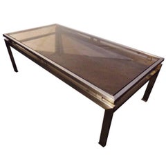 Coffee Table by Guy Lefevre for Maison Jansen, 1970s, Brushed Steel