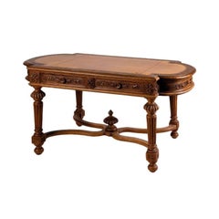 19th Century Antique Leather Top Writing Table, France circa 1800