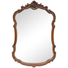 19th Century Carved Mahogany Crest Mirror