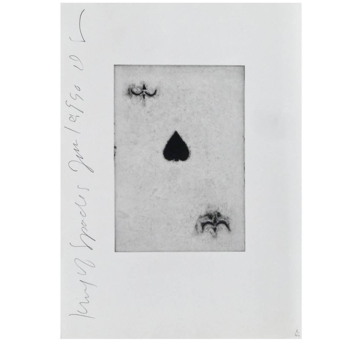 Aquatint Etching by Donald Sultan; "King of Spades", 1990 For Sale