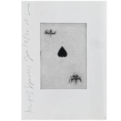 Vintage Aquatint Etching by Donald Sultan; "King of Spades", 1990
