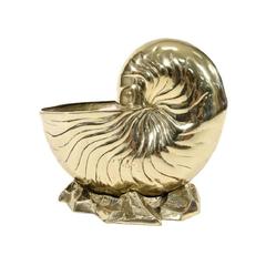 Brass Nautilus and Shell Shaped Ice Bucket, circa 1970s; Hollywood Regency Style