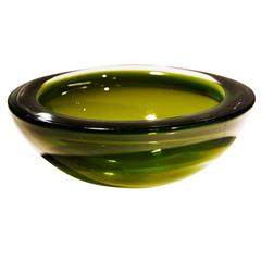 Large, Lime Green Murano Geode Glass Bowl