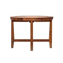 Side Table in Pine and Natural Leather Probably Produced in Sweden