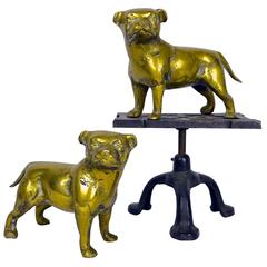 Vintage Brass Dogs with Cast Iron Stand Produced in the UK 1940s