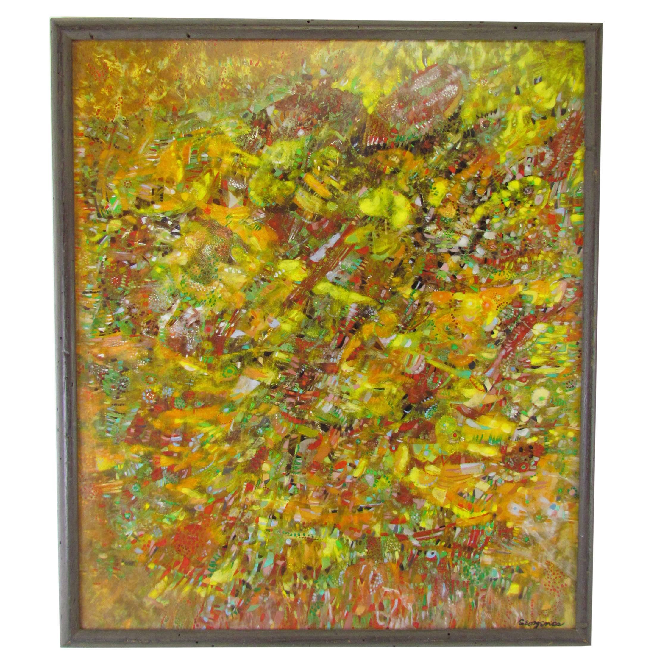 Abstract Expressionist Painting by William Georgenes, Dated 1962