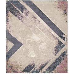 'Chevron_earth' Hand-Knotted Tibetan Contemporary Abstract Rug Wool & Silk