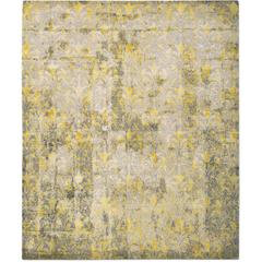 'Cover_Yellow' Hand-Knotted Tibetan Contemporary Abstract Rug Wool & Silk