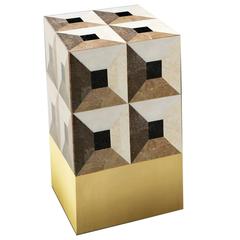 Moonlight Kaleidoscope Side Table in Marble Marquetry