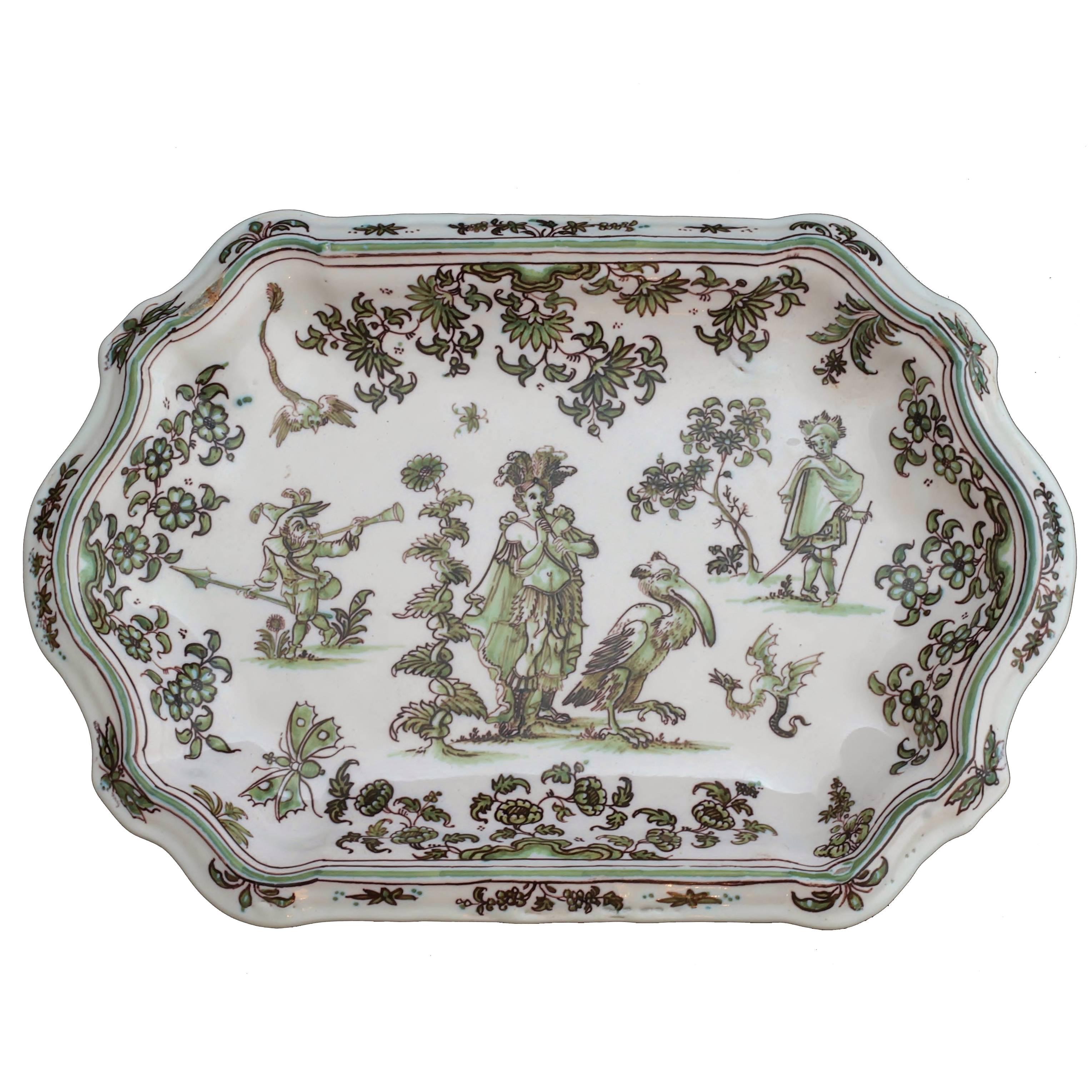 Tray in Faience of Moustiers ‘France’ with Grotesques, 18th Century