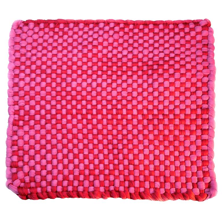 Pink 'Potholder' Rug in Woven Rayon Jersey by WW3 For Sale at 1stdibs