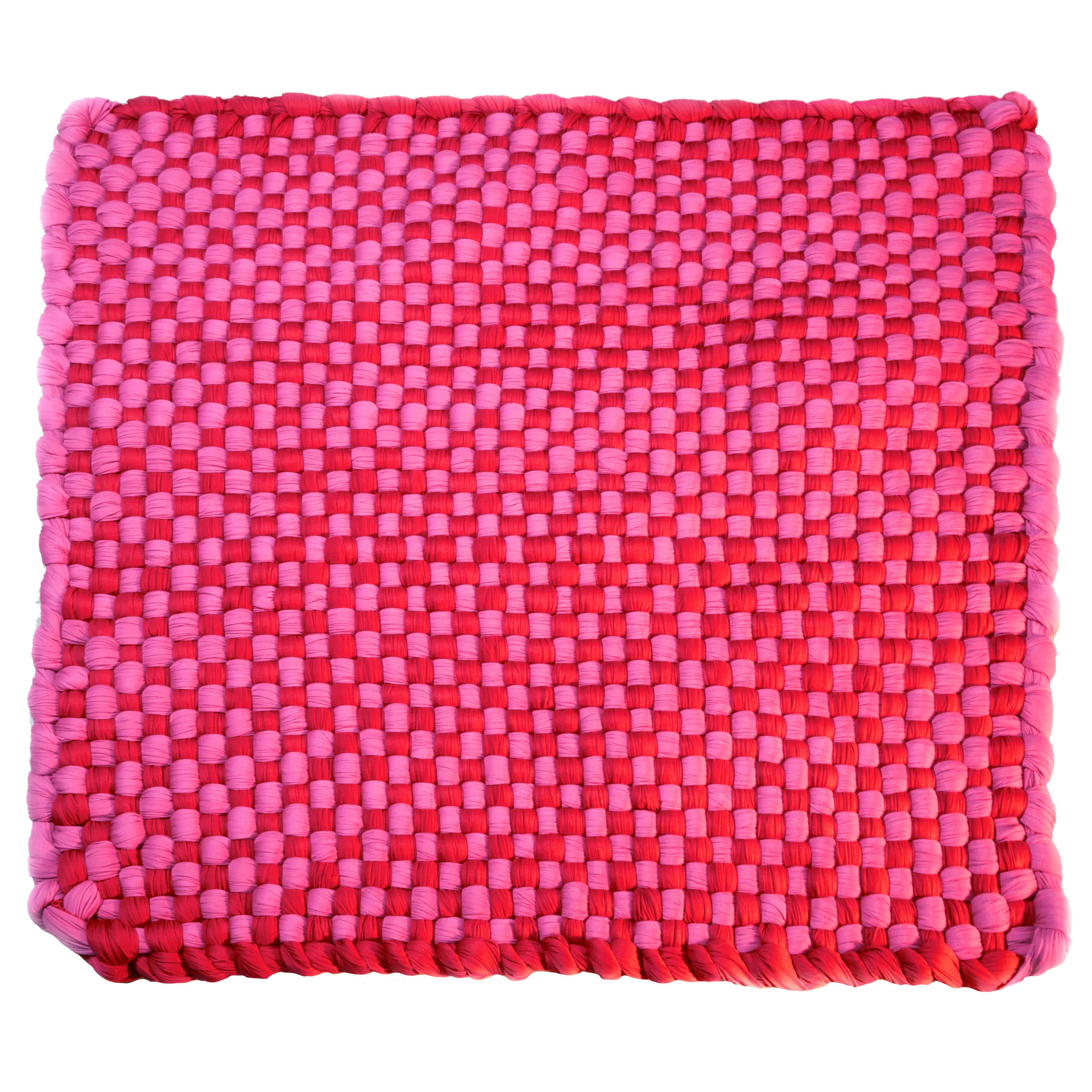 Pink 'Potholder' Rug in Woven Rayon Jersey by WW3 For Sale