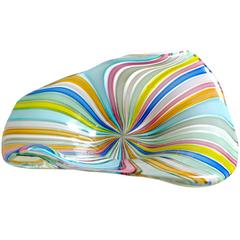 Fratelli Toso Murano Rainbow Colors Filigrana Ribbons Italian Art Glass Bowl 11