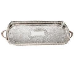 Vintage English Silver Plate  Gallery  Footed Tray .