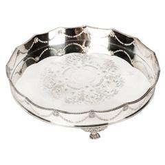 English Silver Plate Footed Tray