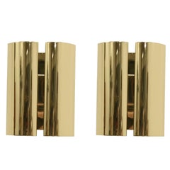 Pair of Scandinavian Wall Lights in Brass by Falkenbergs, 1980s