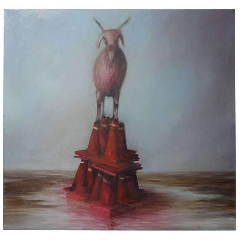 "Red Goat Rising, " Oil on Canvas by Joe Concra