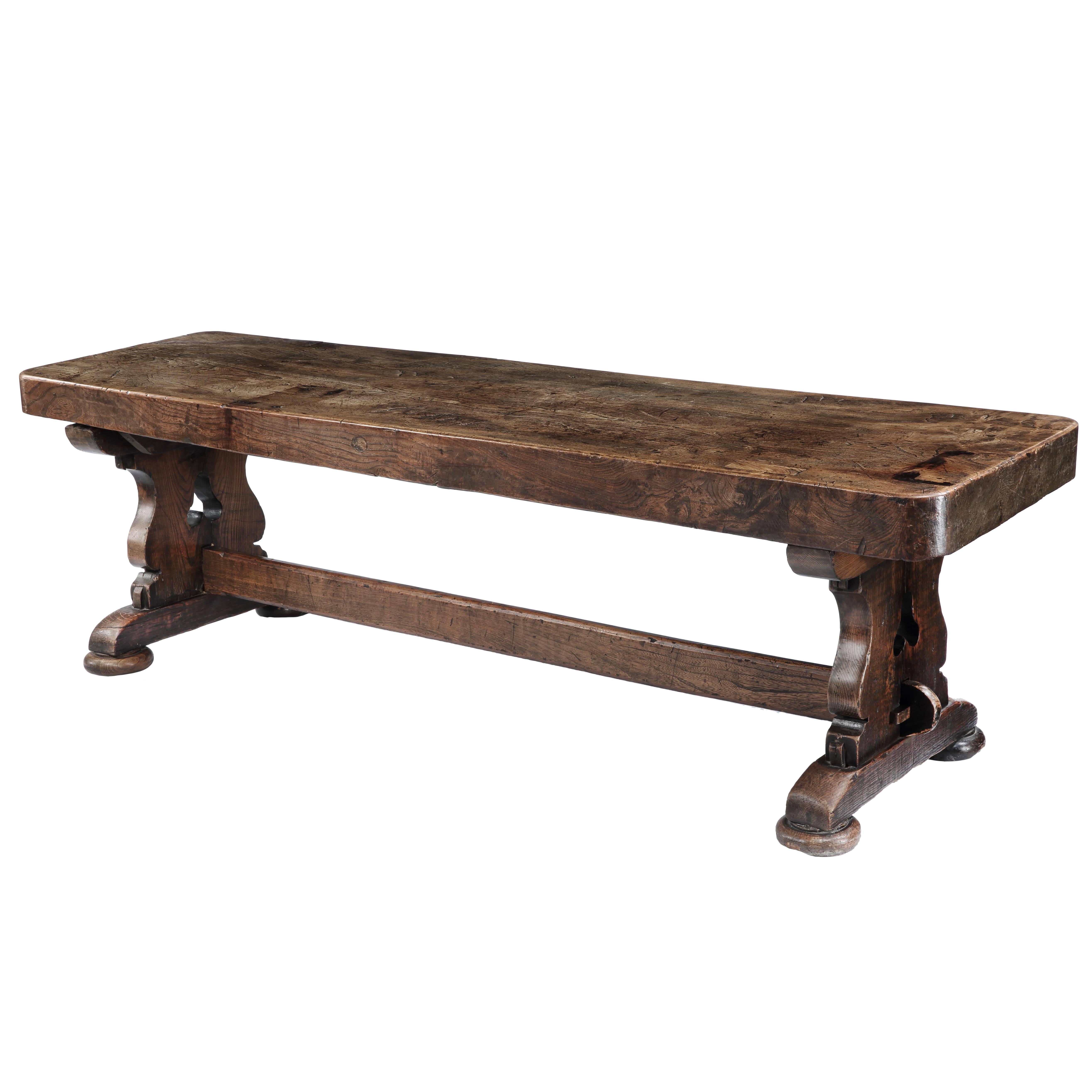 Gothic Revival Elm Refectory Table For Sale
