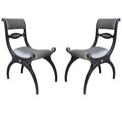 Fine Pair of Regency Ebonized Side Chairs