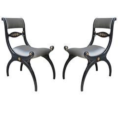 Fine Pair of Regency Ebonized Side Chairs