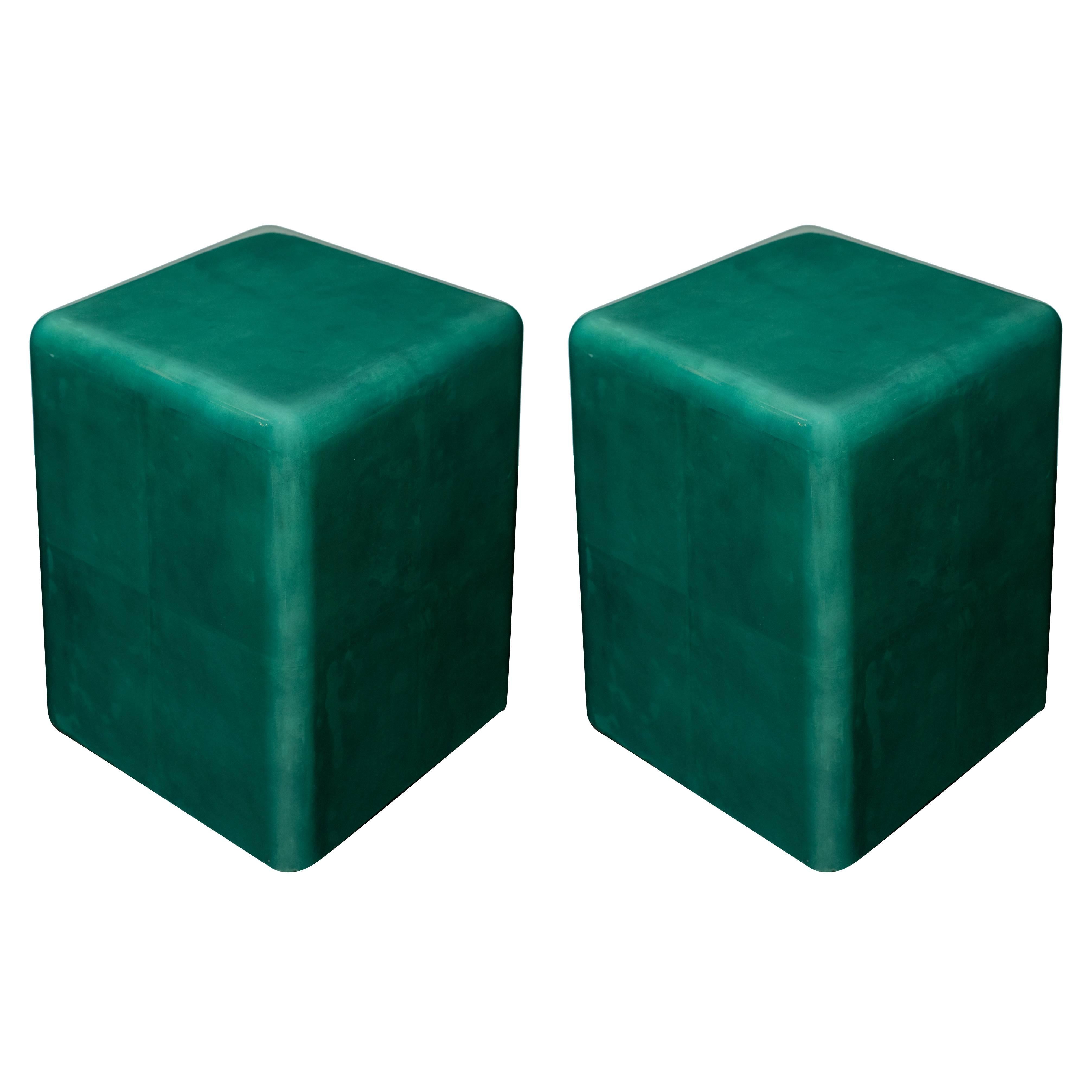 Pair of Lacquered Parchment Side Tables in the Manner of Karl Springer